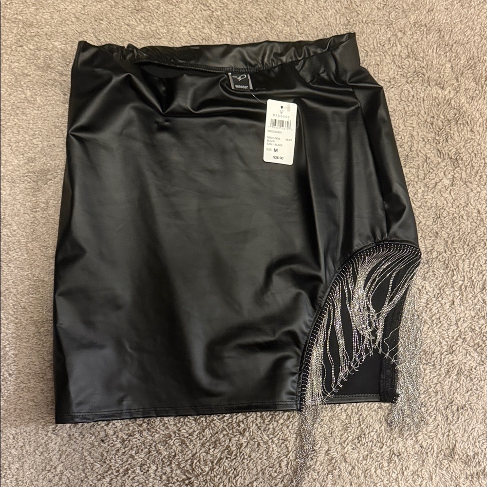 Windsor Black Faux Leather Skirt